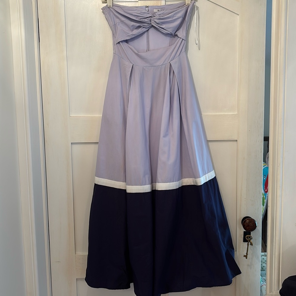 Sau Lee Poppy Cotton Color Block Dress (Periwinkle/Navy)- Size 0